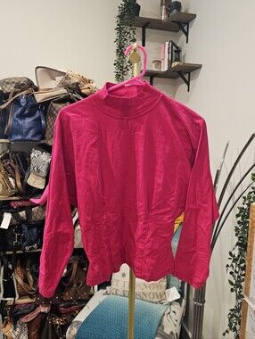 Vintage Currants Women’s Fuchsia Mock Neck Long Sleeve Top